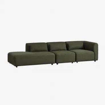 Sofa Modułowy Narożny 3-częściowy Z Lewym Szezlongiem Fogler Tkanina Baranek Boucle Szałwiowa Zieleń - Sklum