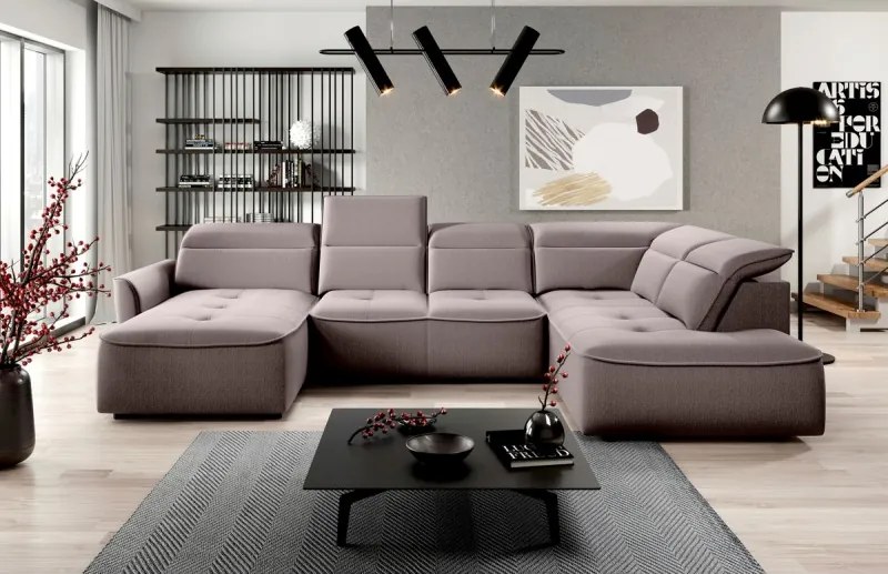 Narożnik MURILLO XL z elektryczną regulacją siedziska Prawostronny w tkaninie VOUGE 04 WERSAL