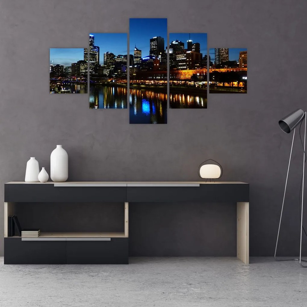 Obraz nocy w Melbourne (125x70 cm)