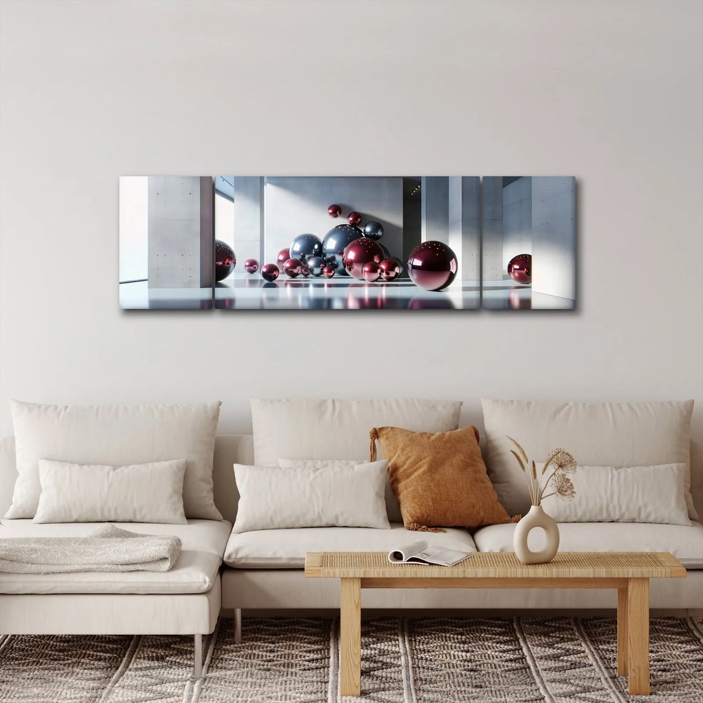 Obraz - 3D przestrzeń z kulami II. (170x50 cm)