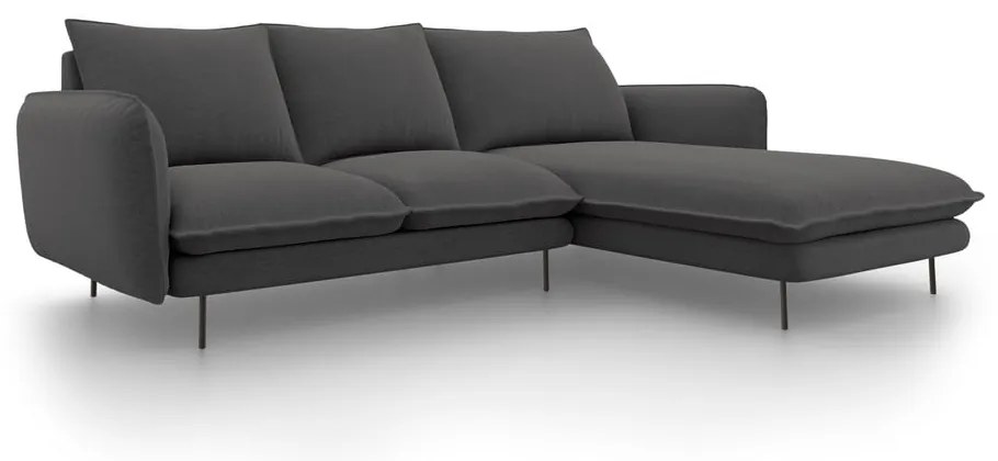 Ciemnoszara sofa narożna Cosmopolitan Design Vienna, prawostronna