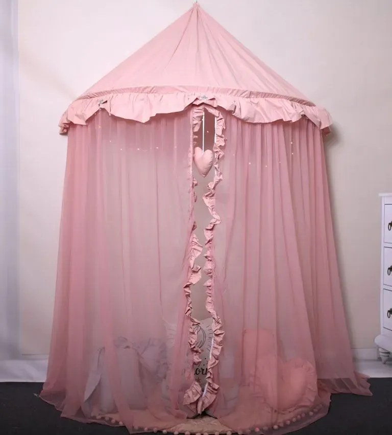 Różowy baldachim dla dziewczynki z oświetleniem LED T0-K52