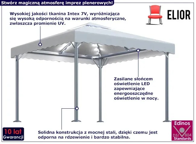 Kremowy namiot ogrodowy z oświetleniem LED - Irgan