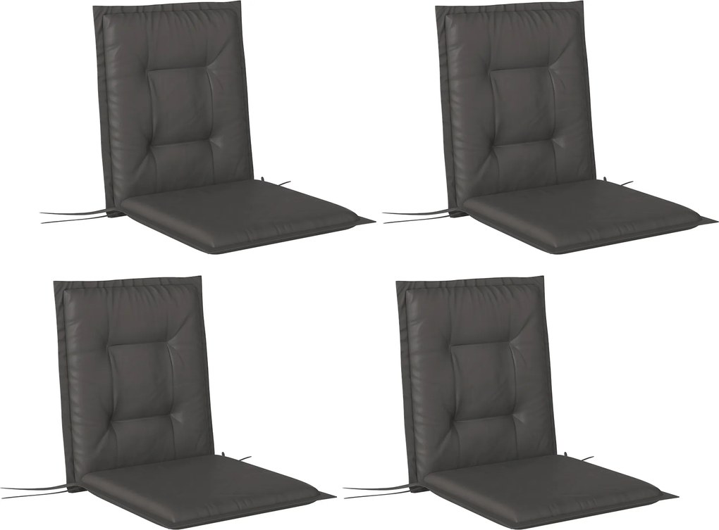 Outsunny Zestaw 4 Poduszek na Krzesła 108 x 50 x 5 cm z Taśmami, do Użycia na Zewnątrz i Wewnątrz, Ciemnoszary