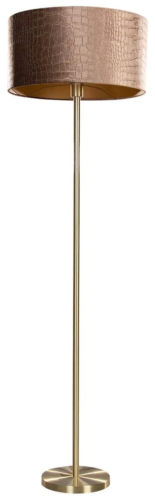 Lampa podłogowa mosiężna z welurowym abażurem wzór krokodyla 50cm - Simplo
