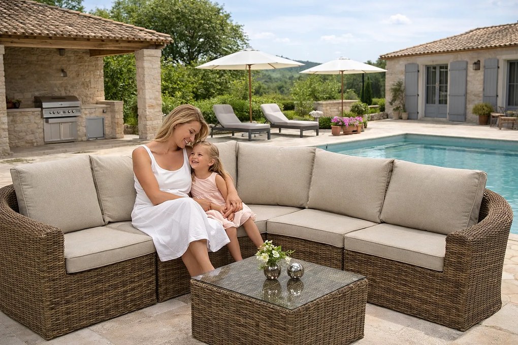 Modułowy narożnik rattanowy BORNEO LUXURY (brązowy)