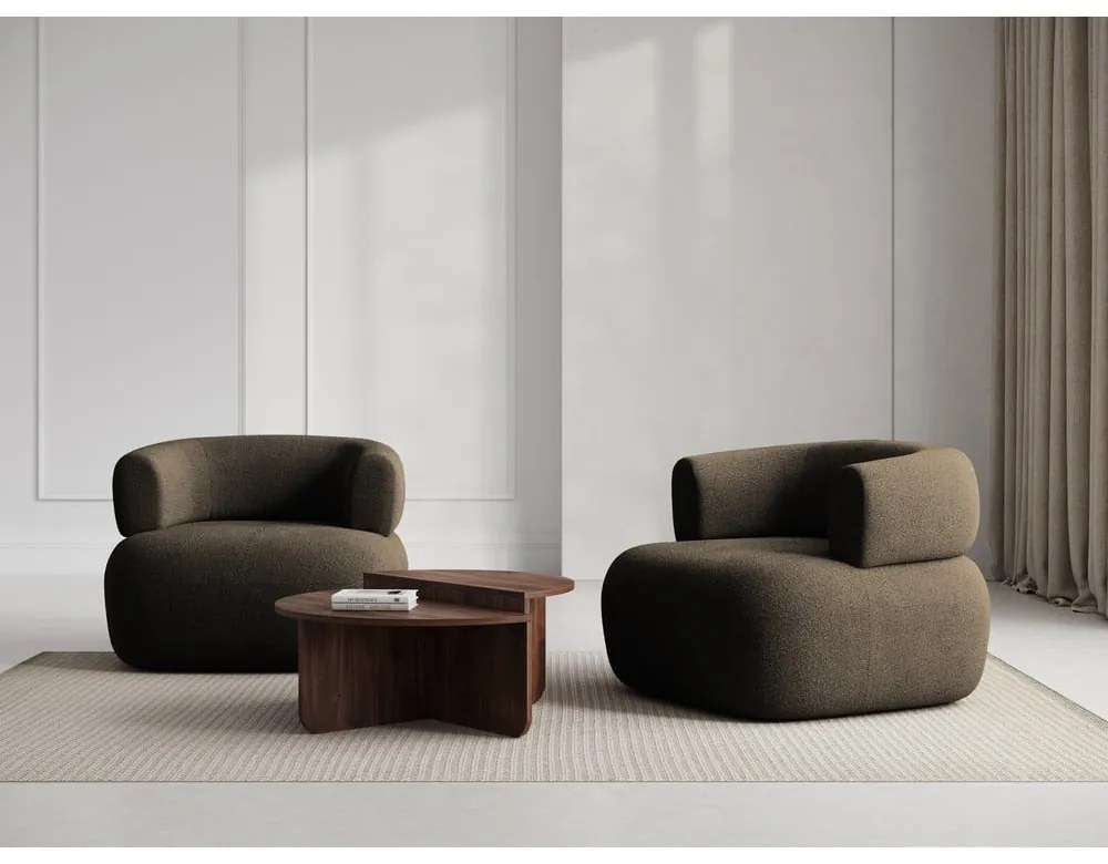 Brązowy fotel z materiału bouclé Jenny – Micadoni Home