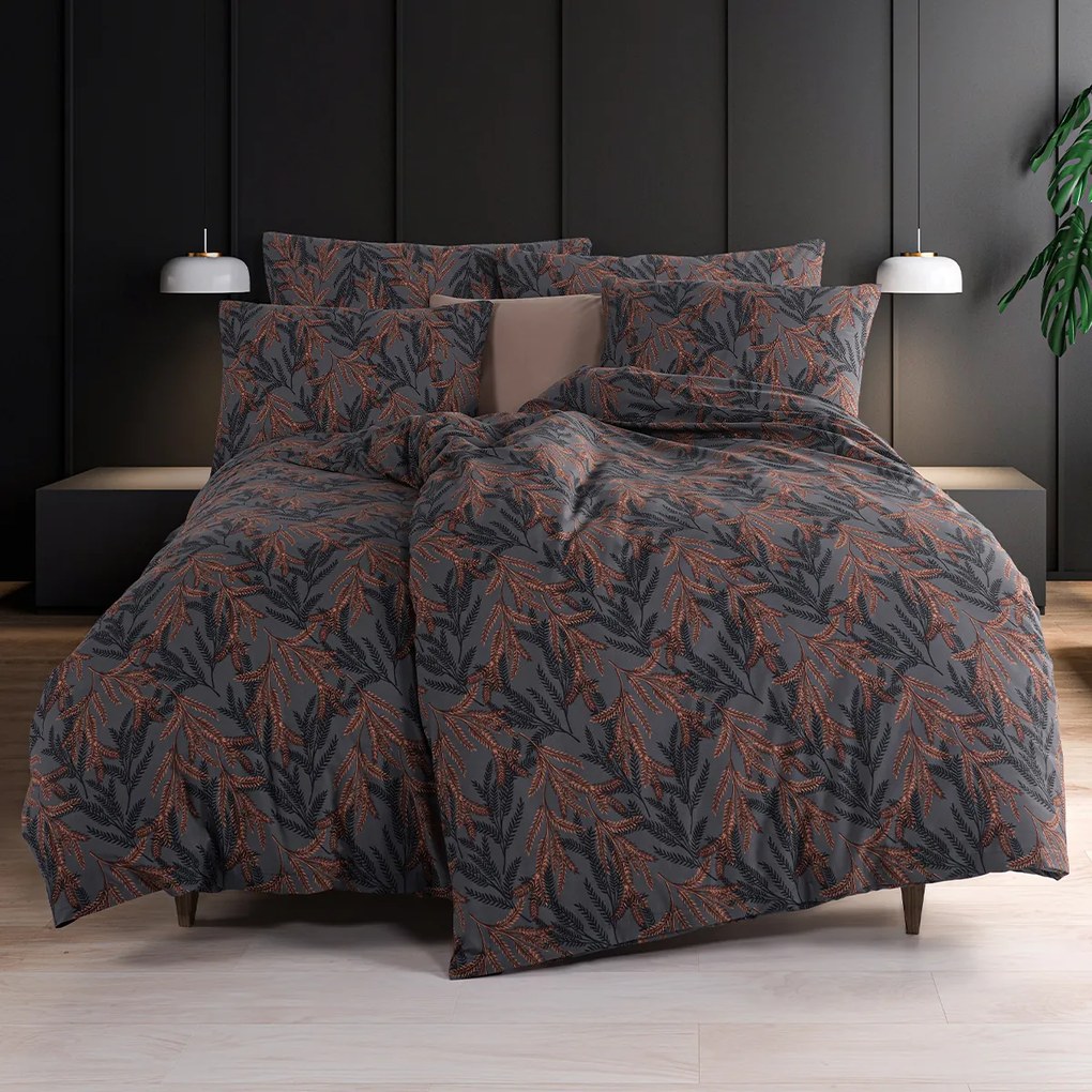 4Home Pościel bawełniana renforcé Midnight Fern, 140 x 200 cm, 70 x 90 cm