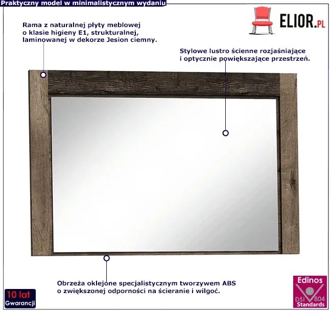 Lustro ścienne w ramie jesion ciemny W3-A04