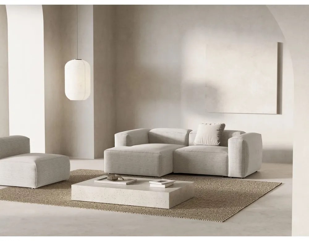 Beżowy sztruksowy narożnik (lewostronny/z szezlongiem) Bergamo – Cosmopolitan Design