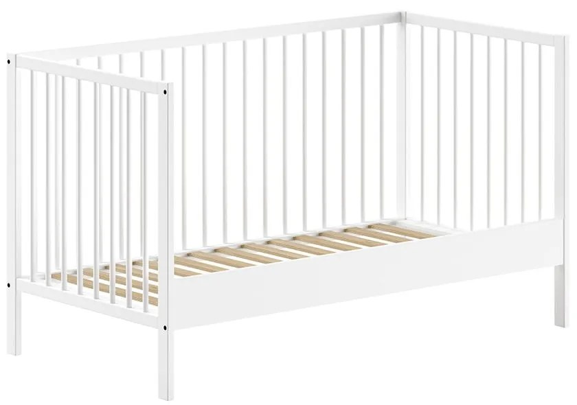 Białe łóżeczko z litego drewna sosnowego 70x140 cm DINO – Vipack