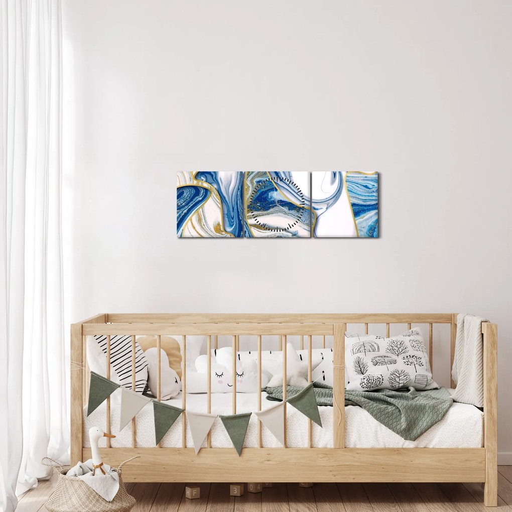 Obraz - Fale z marmuru (z zegarem) (90x30 cm)