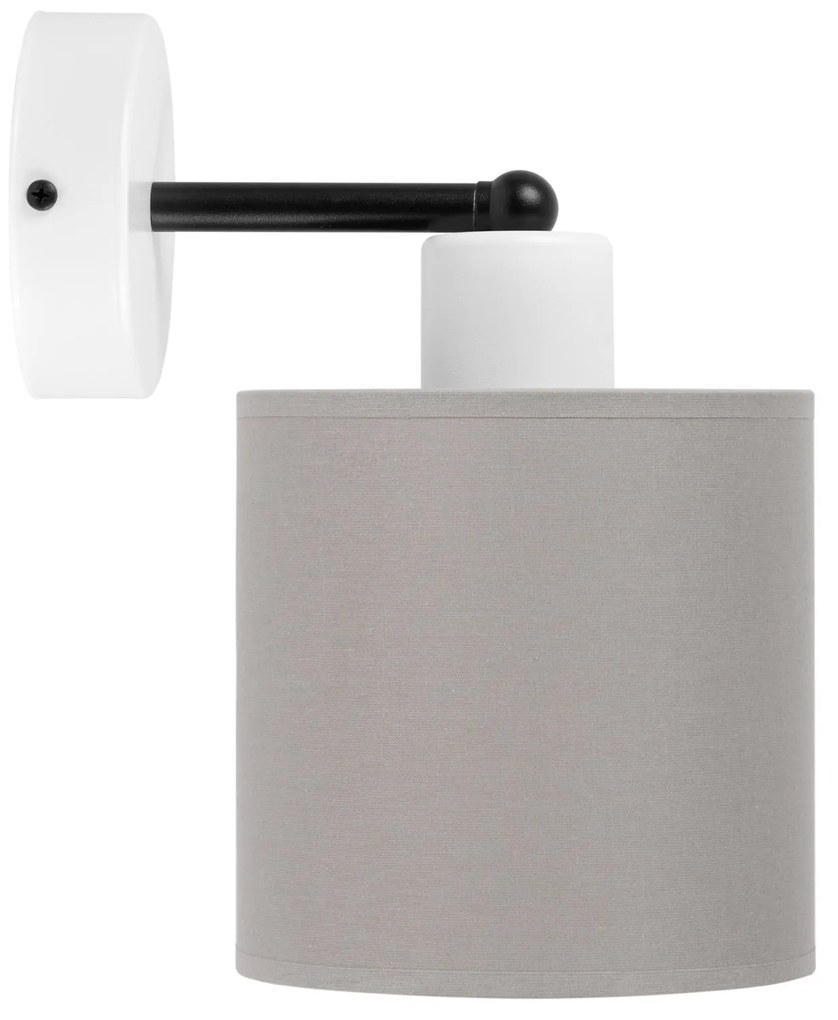 Biały kinkiet LED z szarym abażurem WD-C-1010WE-GR jednopunktowy indus