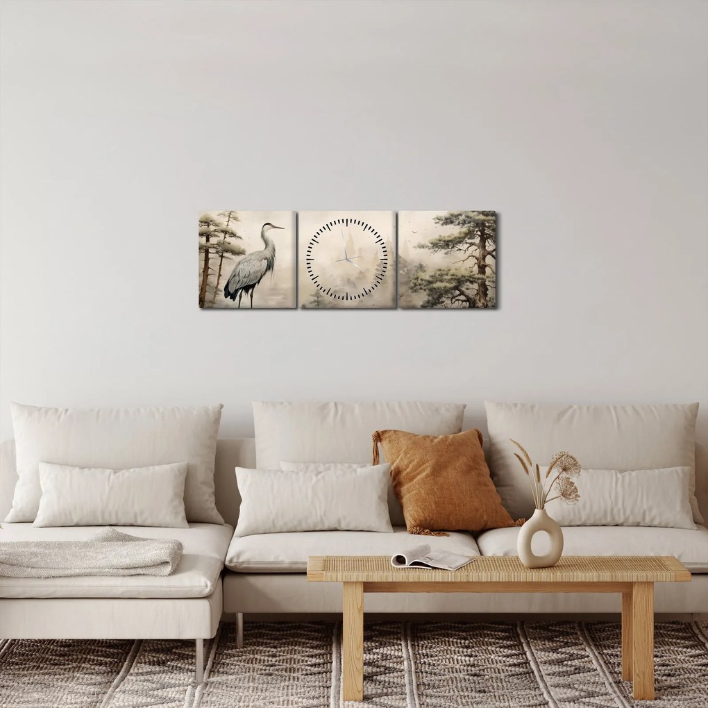 Obraz - Krajobraz z kreskówki (z zegarem) (90x30 cm)