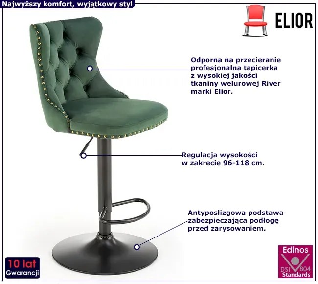 Zielony welurowy hoker glamour pikowany - Forenzo