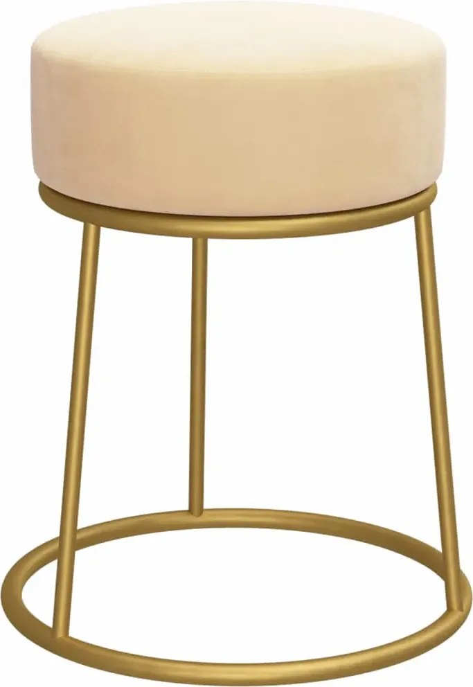 Welurowy kremowy okrągły taboret glamour L1-S67