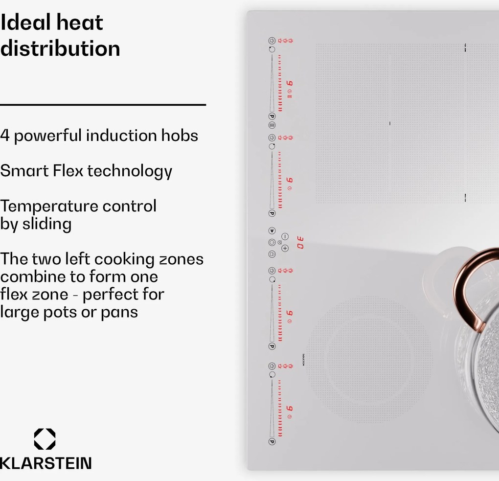Klarstein Masterzone 60cm Płyta Indukcyjna 4 Strefy Gotowania Biały
