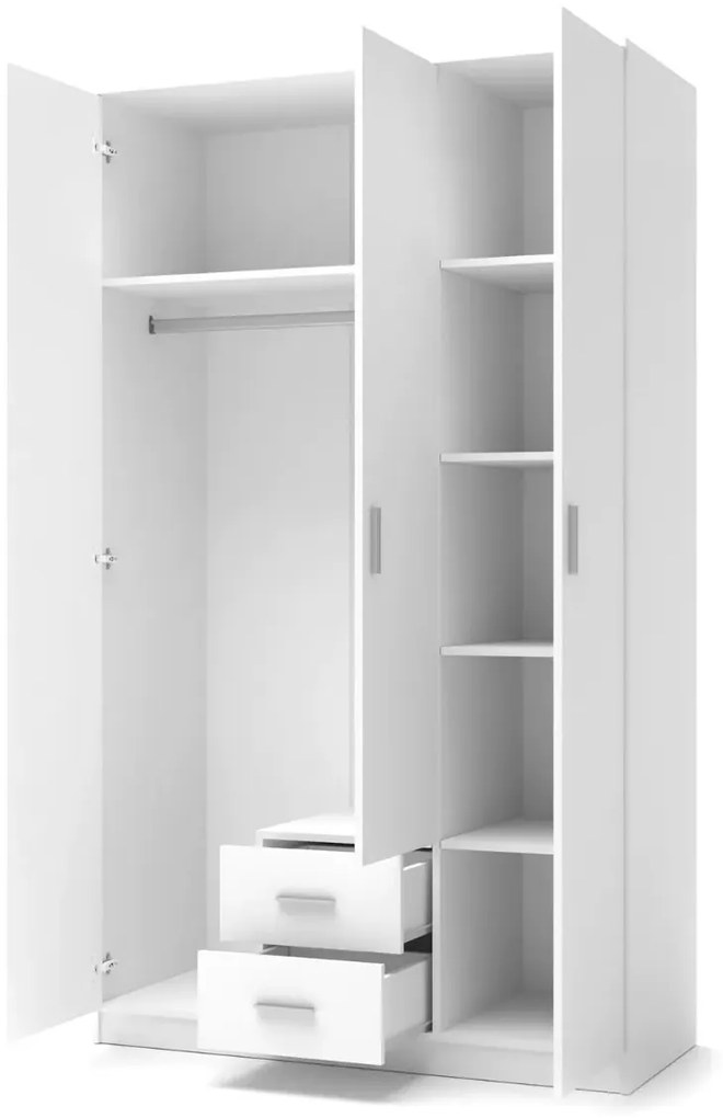 Szafa trzydrzwiowa LIMA S-3 120cm biały połysk z lustrem HALMAR