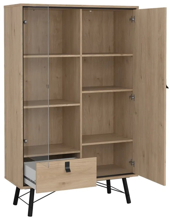 Witryna w dekorze dębu w naturalnym kolorze 102x162x40 cm Ry – Tvilum