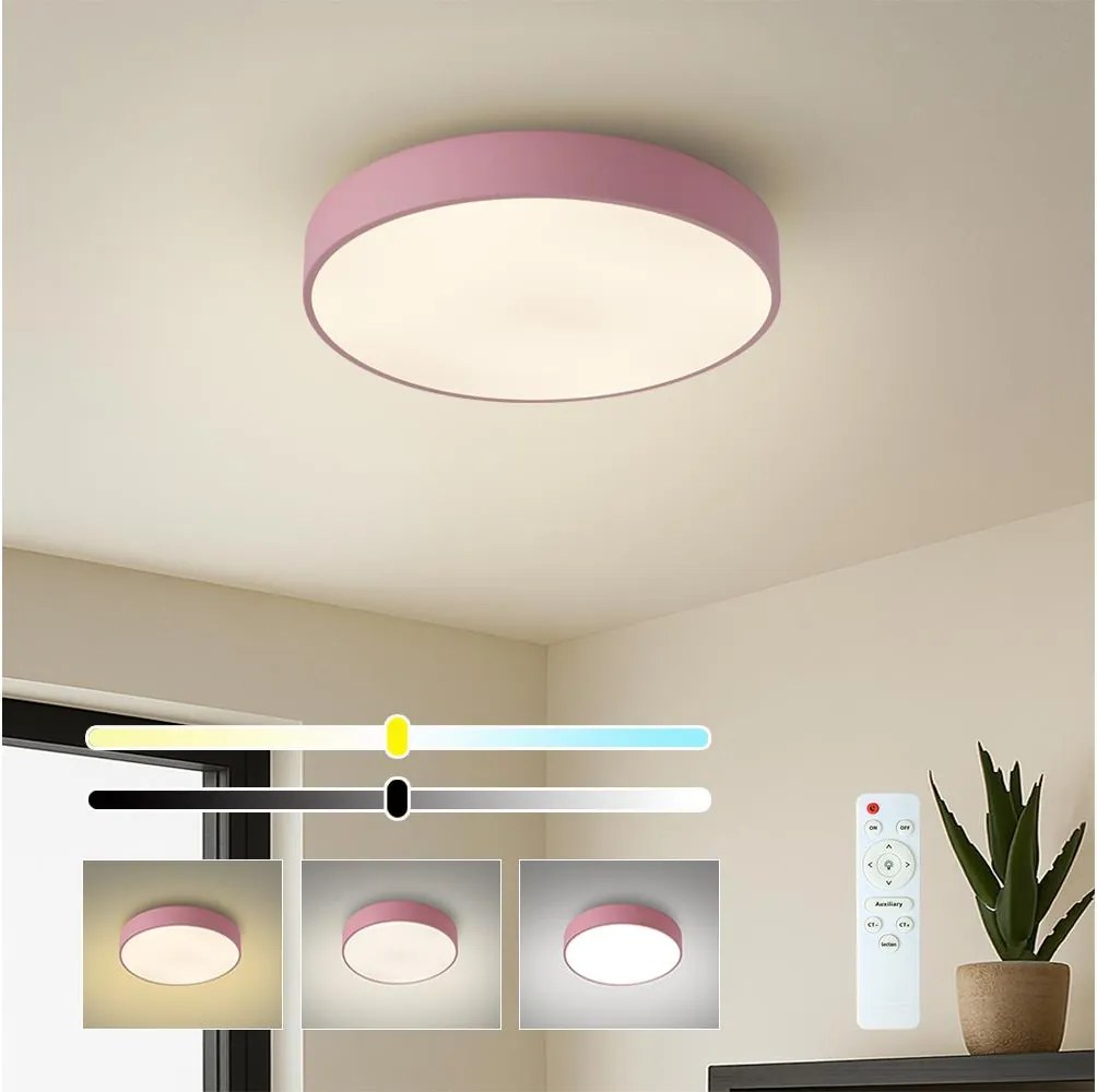 Brilagi - LED ściemnialna lampa sufitowa POOL LED/36W/230V 3000-6000K 30 cm różowa+pilot