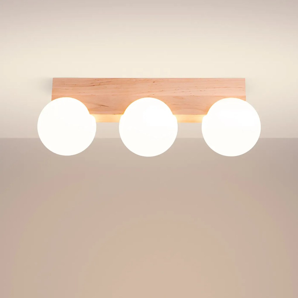 Plafon BULBO 3 naturalne drewno SOLLUX  LIGHTING