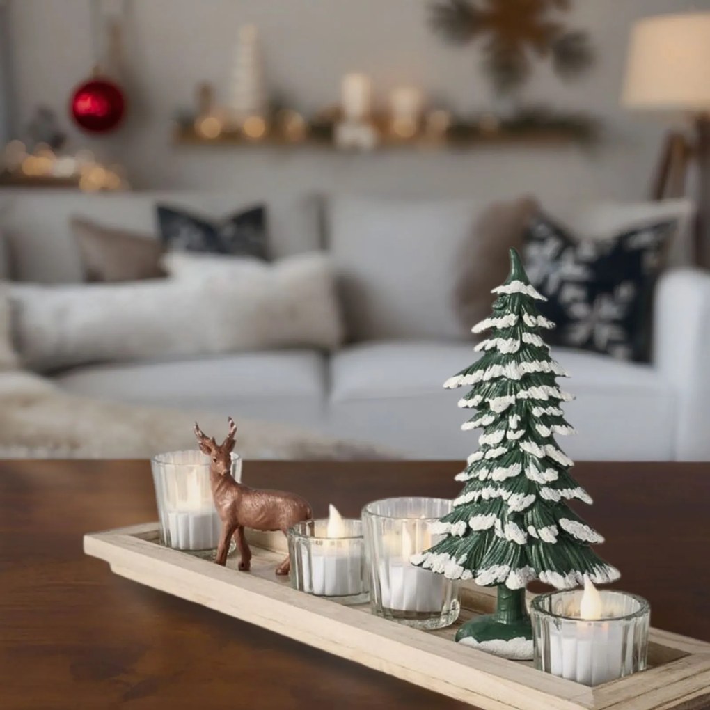 Taca dekoracyjna z figurkami i świecznikami, dł. 42 cm