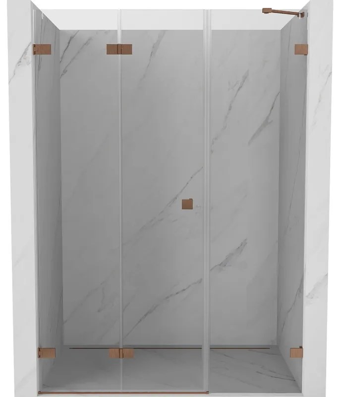 Mexen Lunar-F drzwi prysznicowe składane lewe 130 cm, transparent, miedź szczotkowana - 836S-130-050-65-00-L