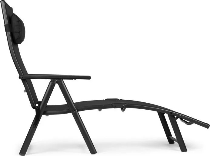 Składany leżak ogrodowy z regulacją oparcia Acapulco 020, czarny