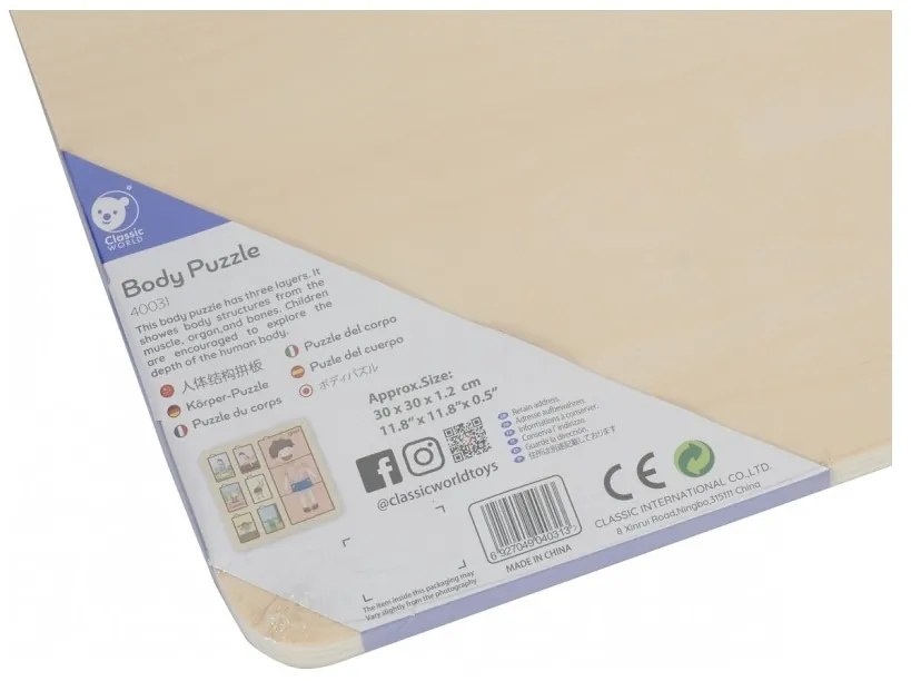 Classic world tablica edukacyjna ciało ludzkie układanka klocki puzzle dla dzieci dopasuj montessori 19 el.