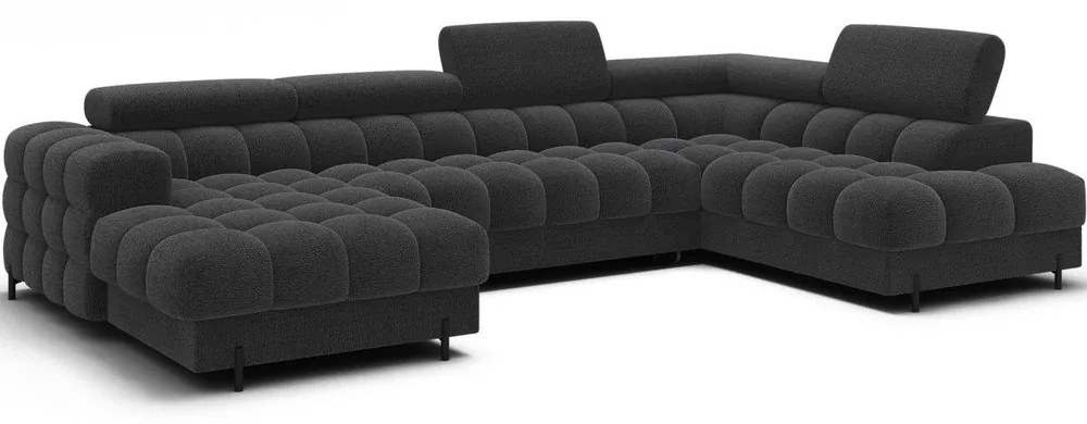 Ciemnoszary rozkładany narożnik z materiału bouclé (prawostronny/w kształcie litery U) Feraria – ELTAP