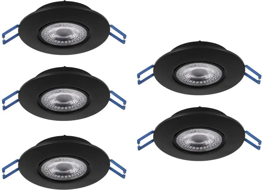 Eglo 300189 - Zestaw 5x opraw wpuszczanych LED GEDREZ LED/4,9W/230V Ø 9 cm czarne