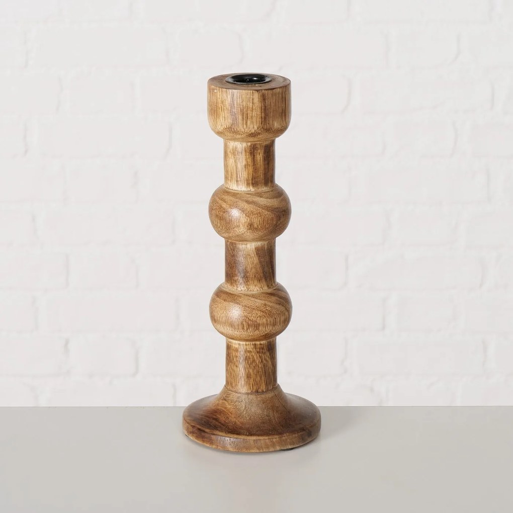 Drewniane świeczniki rzeźbione BUBBLES, 2 sztuki