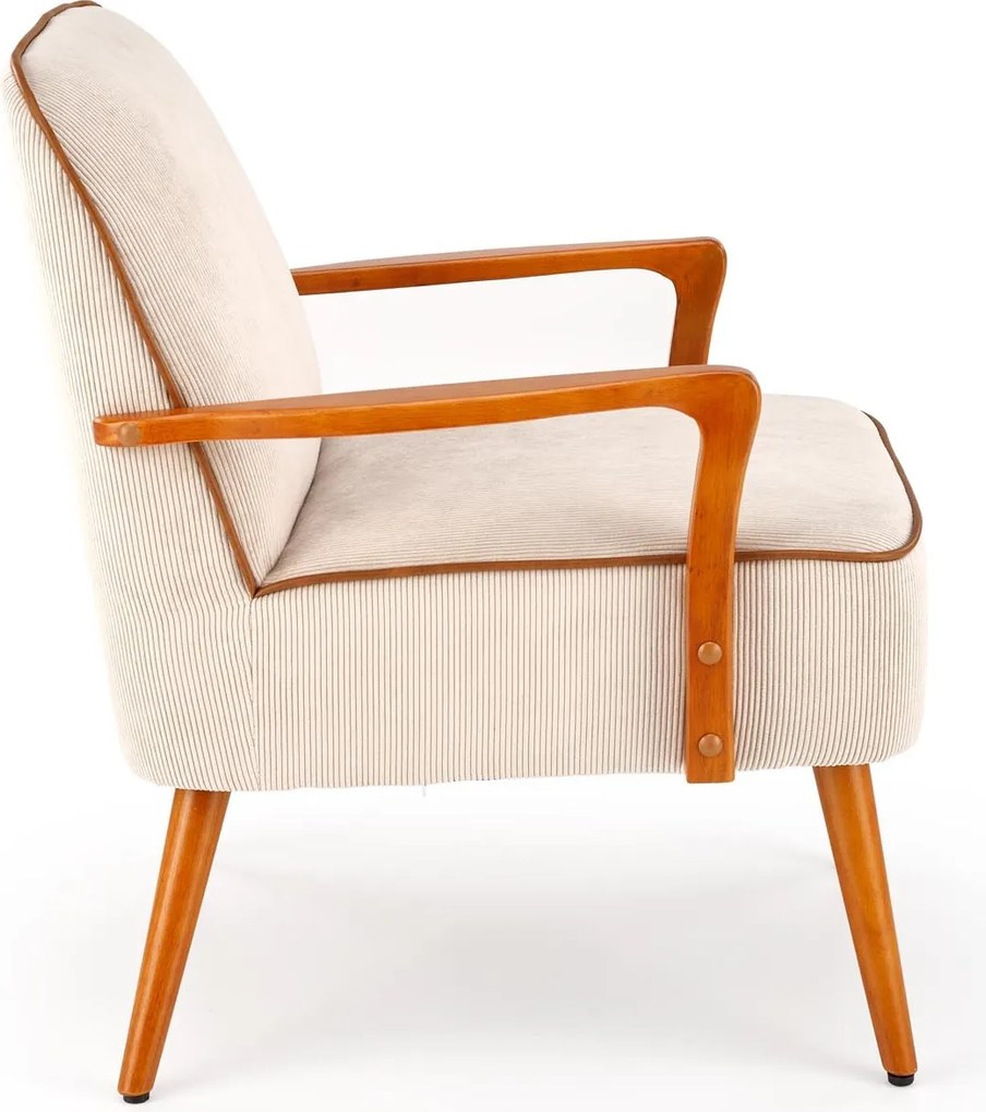 Fotel wypoczynkowy z drewnianymi podłokietnikami Pastore