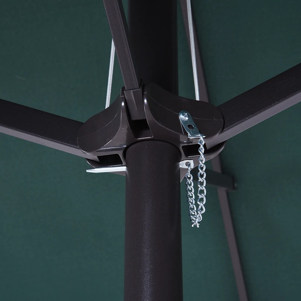 Outsunny Podwójny Parasol Owalny do Ogrodu z Korbką i Stojakiem, Ciemnozielony, Duży Rozmiar 460x270x240cm, Ochrona przed Słońcem | Aosom PL