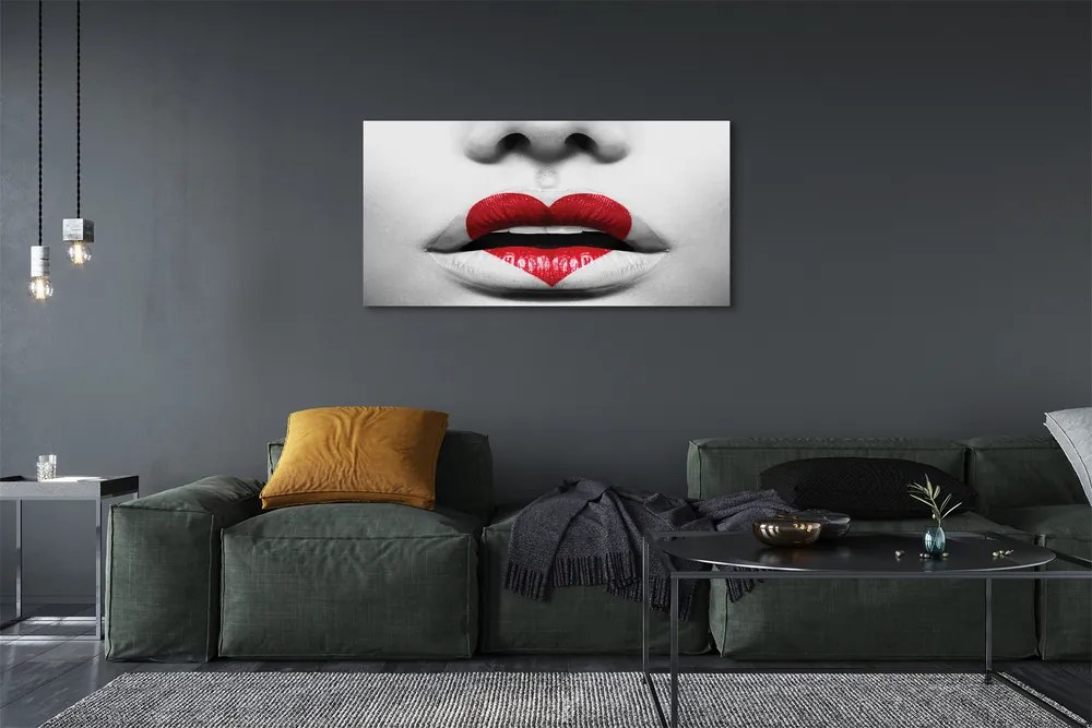 Duży obraz na płótnie Usta z Sercem