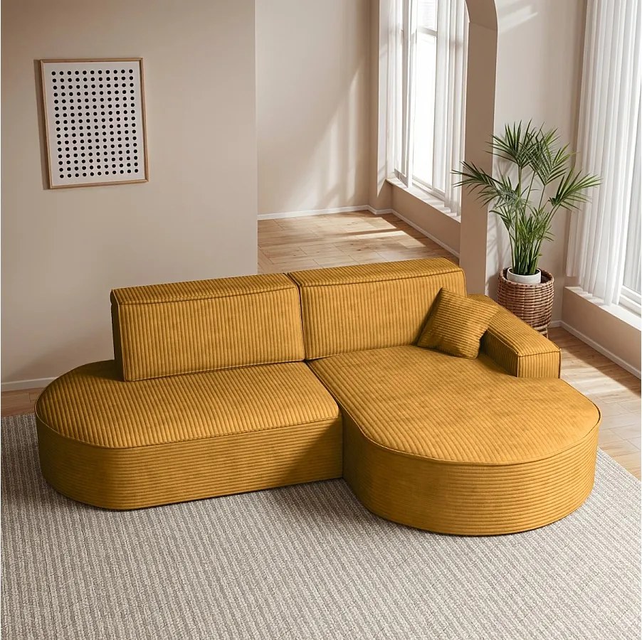 Narożnik Modena Pro, tkanina Poso, Musztardowy, Prawy