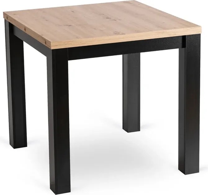 Zestaw Stół Kwadratowy Rozkładany MAX 80-160 cm Dąb Craft/Czarny i 6 Krzeseł Tapicerowanych CHRIS Czarnych