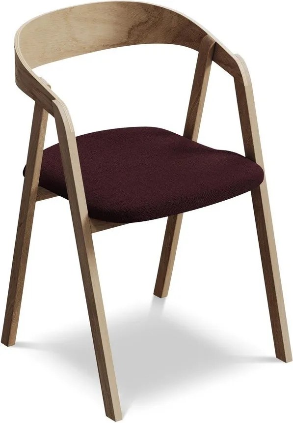 Bordowy fotel jadalniany z litego drewna Erika – Makamii