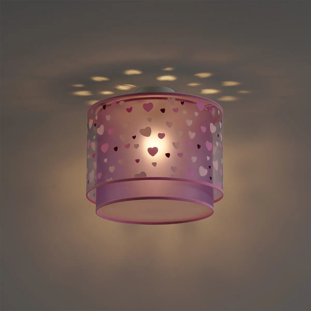 Dziecięca lampa sufitowa różowa z serduszkami - Harrie in Love