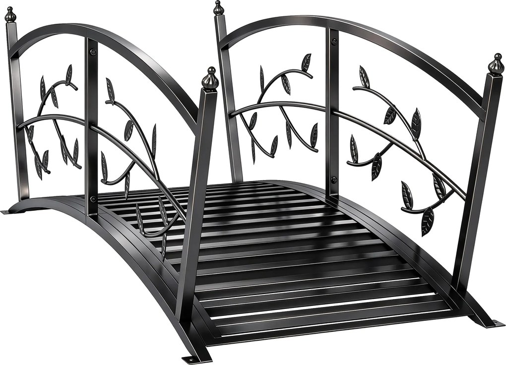 Outsunny Dekoracyjny mostek ogrodowy z metalu 120 cm z bezpiecznymi balustradami, antyczny wygląd, odporny na korozję, łatwy montaż | Aosom PL