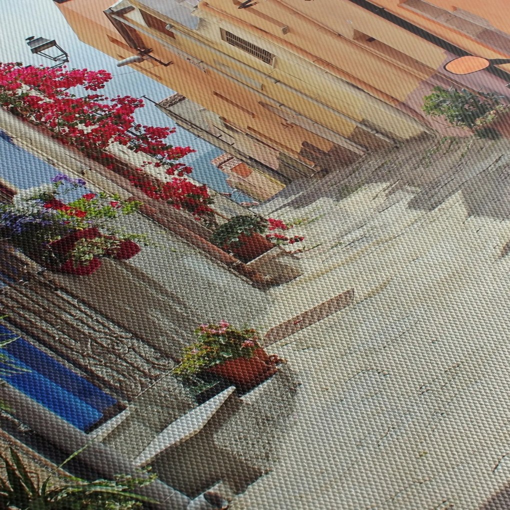 Obraz ulicy Sardynii (z zegarem) (90x30 cm)