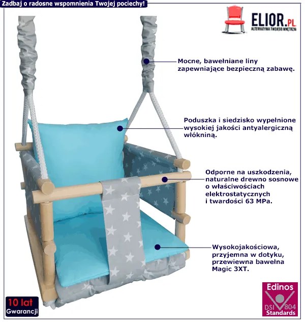 Niebiesko-szara huśtawka rosnąca 3w1 E1-G32