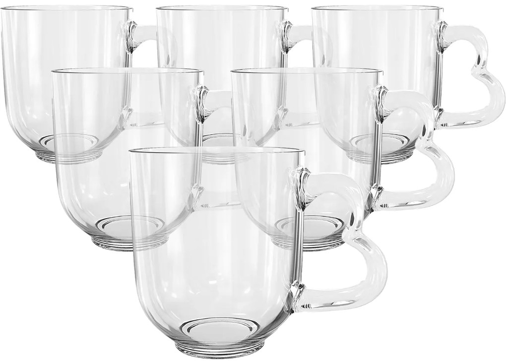 Altom Zestaw szklanych kubków Heart, 310 ml , 6 szt.