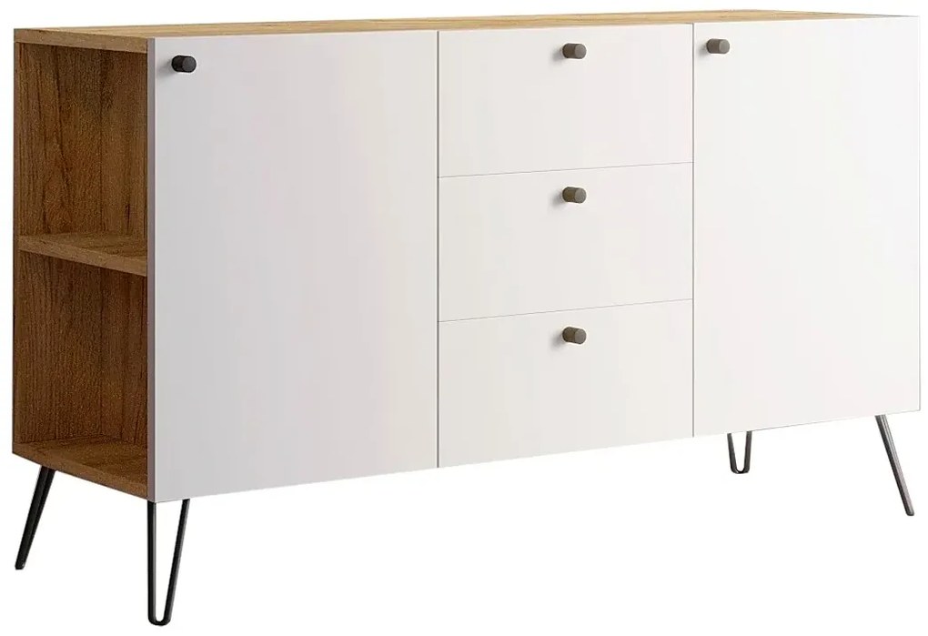 Lewostronna komoda w stylu industrialnym dąb craft + biały - Zorina 6X