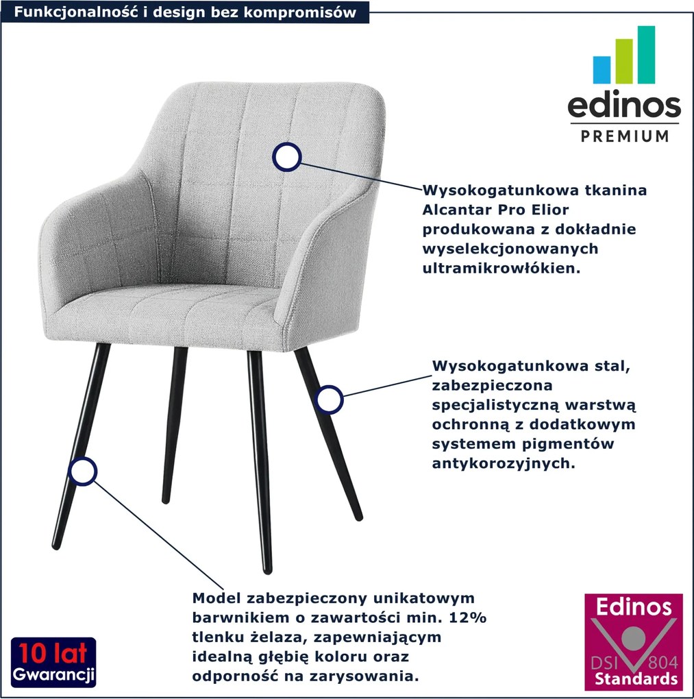 Zestaw 6 szarych krzeseł pikowanych T1-B06