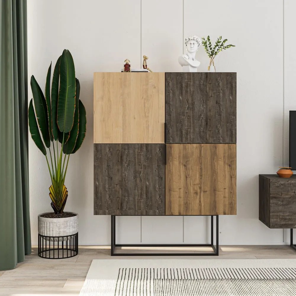 Brązowa szafka w dekorze dębu 100x130 cm Titan – Marckeric