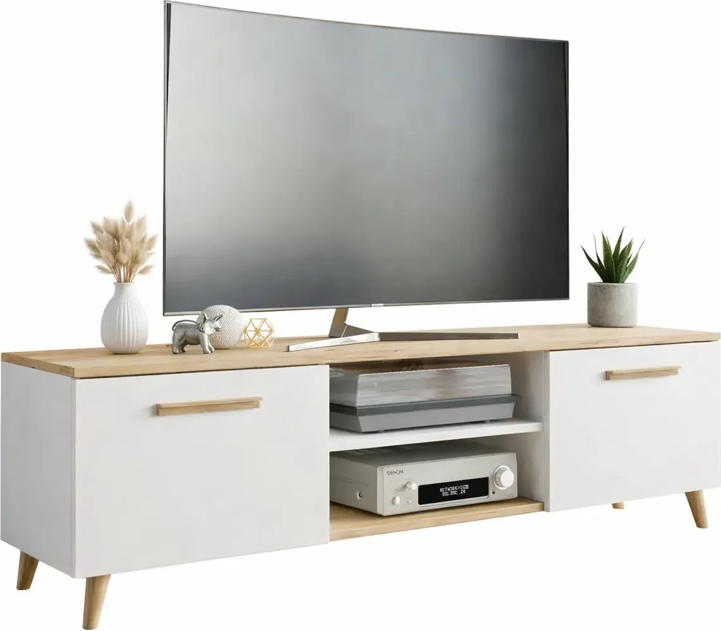 Biała Szafka Rtv Na Nóżkach B1-S29