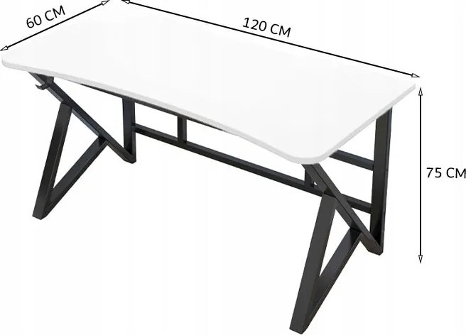 Biurko komputerowe białe gamingowe nowoczesne dla gracza loft duże 120 cm