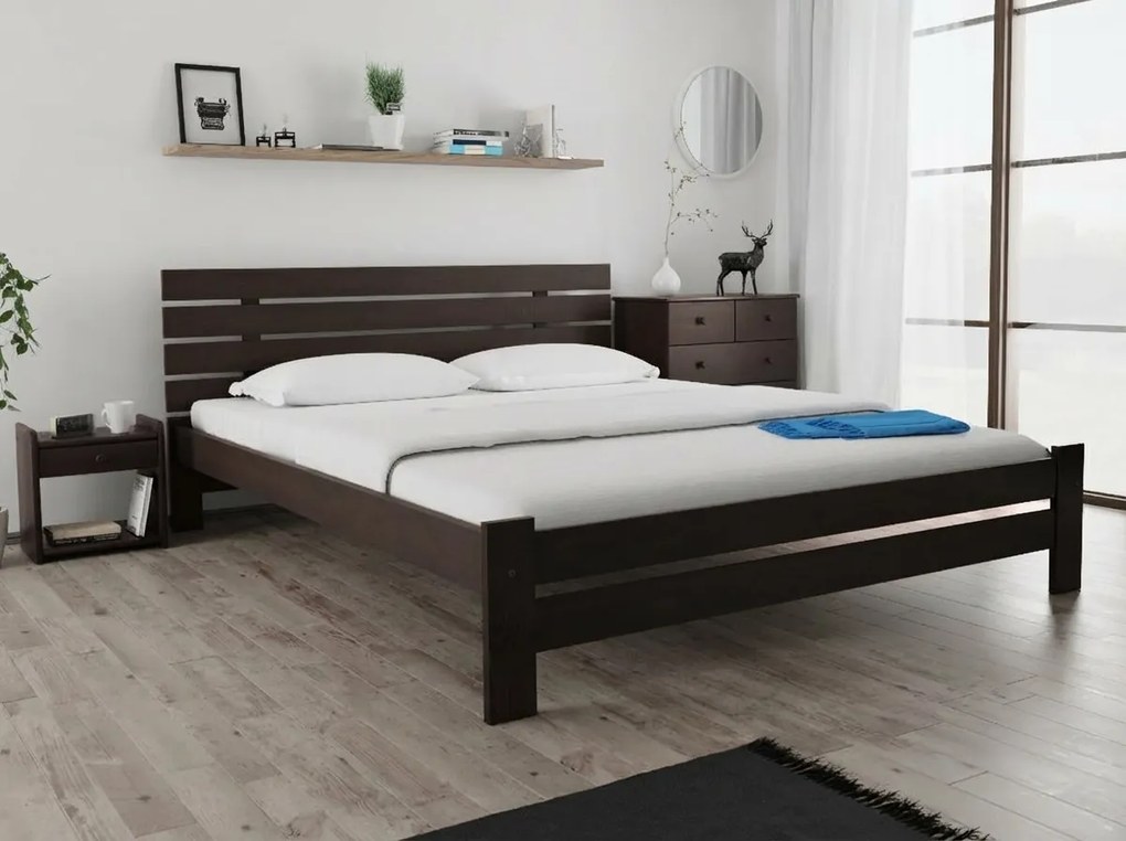 Łóżko PARIS podwyższone 160 x 200 cm, orzech Stelaż: Ze stelażem listwowym rolowanym elastycznym, Materac: Materac Sommera 18 cm