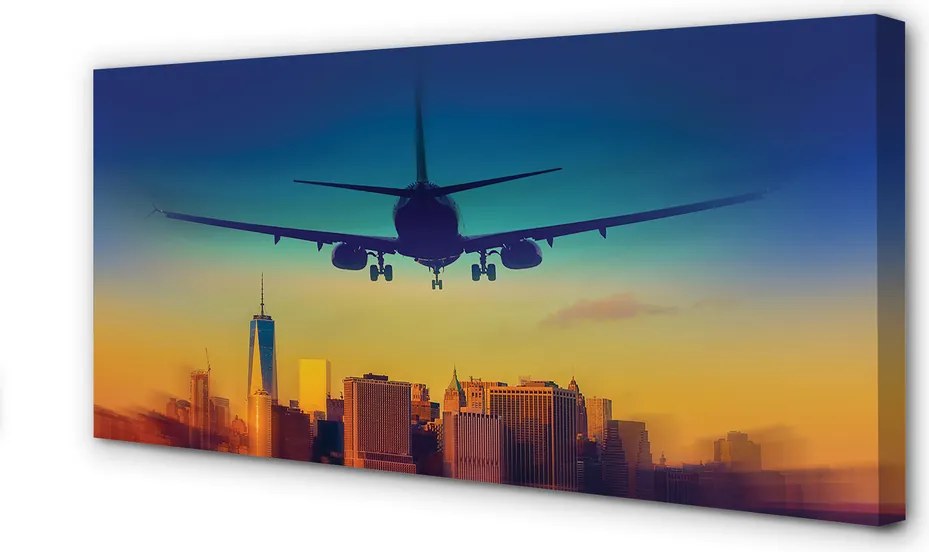 Duży obraz na płótnie Samolot o Zachodzie Słońca